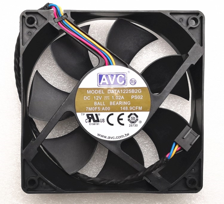AVC 12025 120mm ,   4-̾, 12V, 1.02A, 4300RPM, 148.9CFM ð , DATA1225B2G, PS02, ǰ